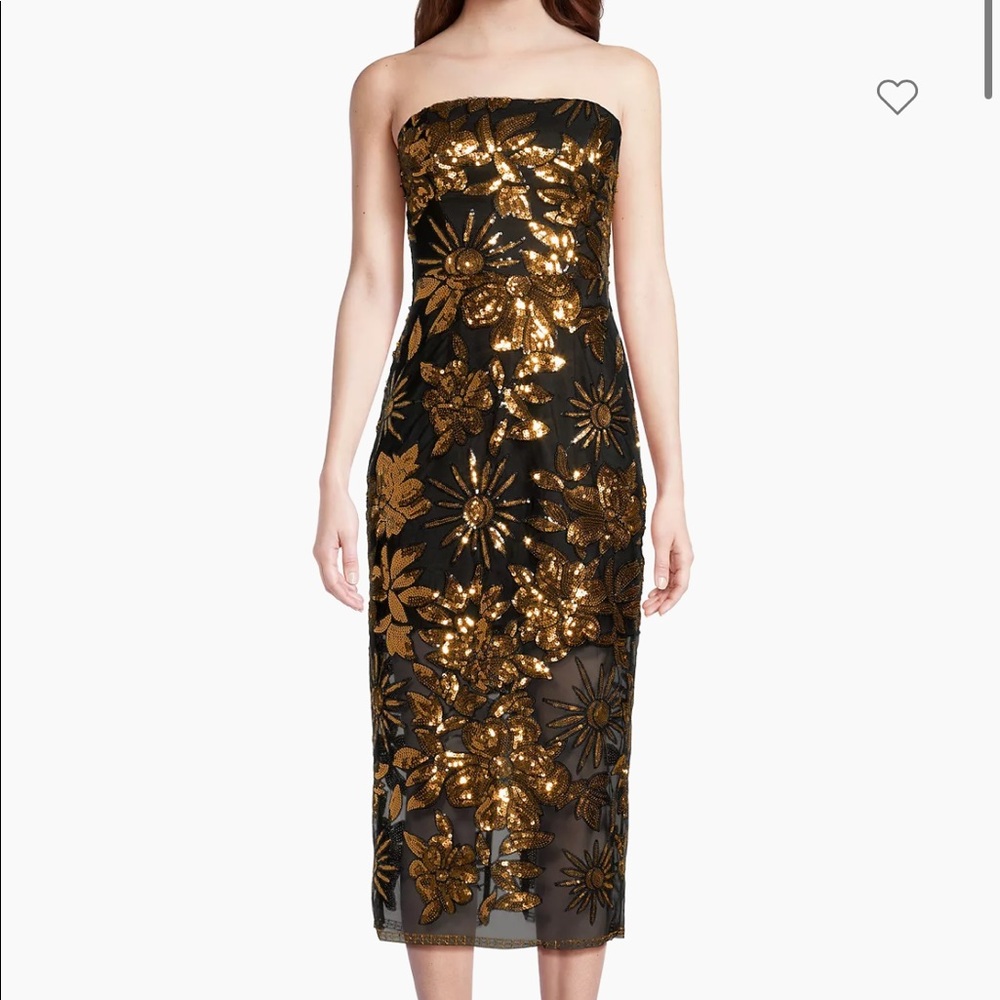 MILLY Kait Sequined Strapless Midi Dress